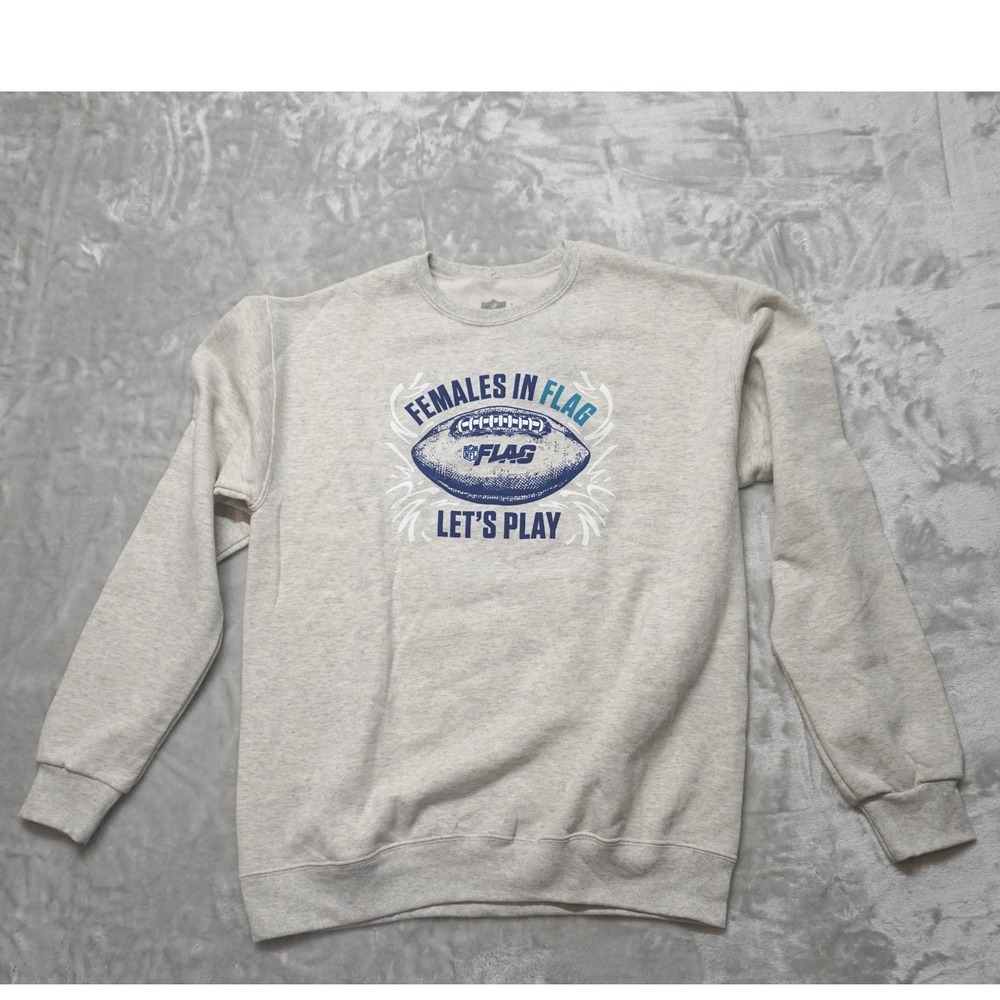 NFL Females in Flag Let's Play Sweatshirt Women's Size M Light Gray NWT